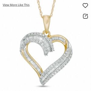 1/2 CT. T.W. Baguette-Cut and Round Diamond Heart Pendant in 10K
Gold